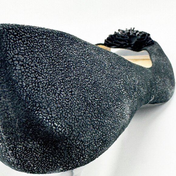 Alex Marie Womens Black Texture Leather Beaded Floral Formal Peptone Pump Sz 9.5 - Picture 6 of 11